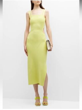 Paola Bernardi $569 Sleeveless Cutout Midi Dress in Lime Size XS